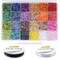 9600pcs Tube Beads Kit Glass Bugle Seed Beads Small Craft Beads for DIY Bracelet Necklaces Crafting Jewelry Making Supplies with Two Crystal String (7mm, 400 Per Color, 24 Colors)